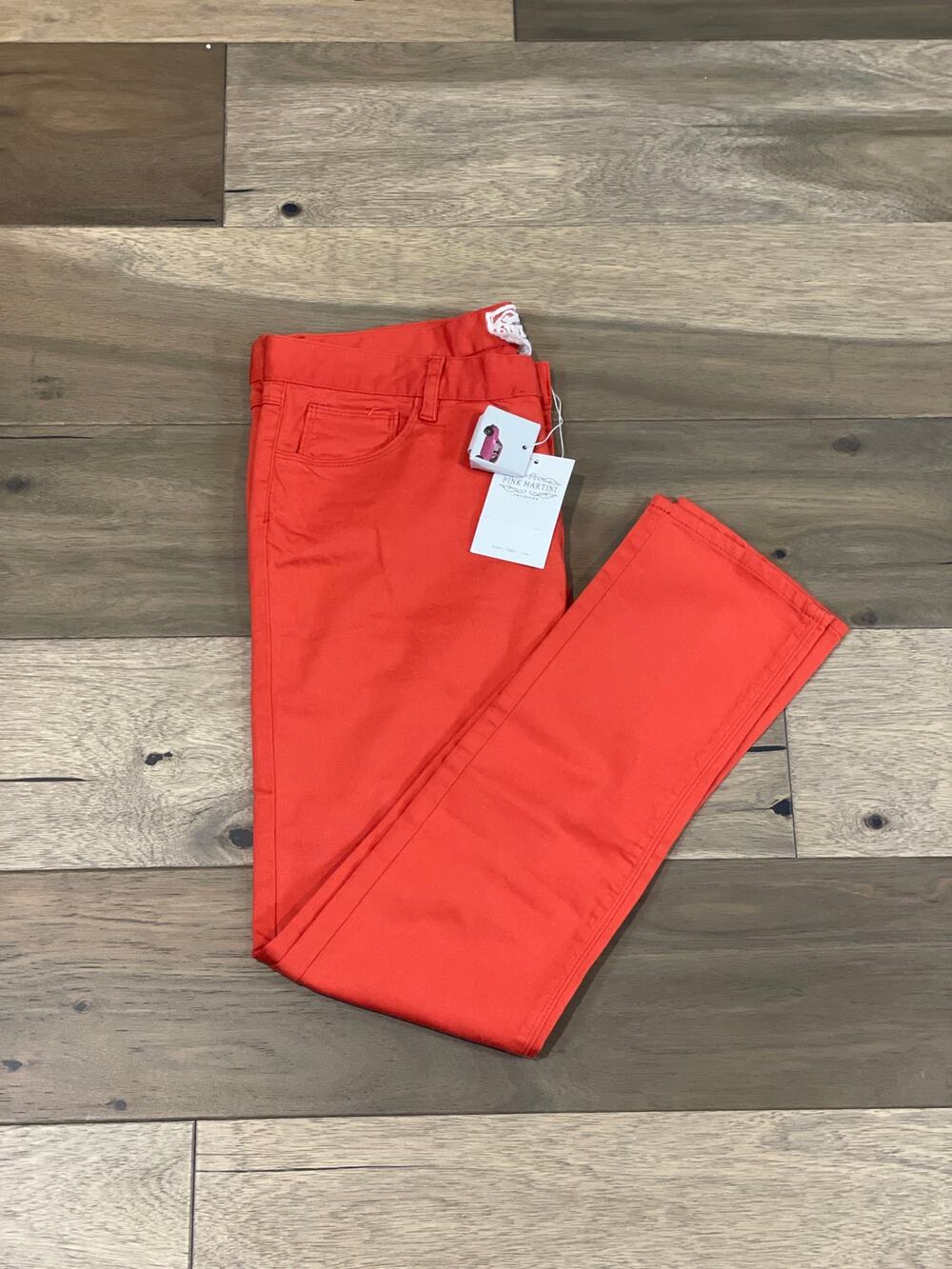 Pink Martini Pants Size S Orange Skinny Crop Cotton Stretch Trousers NWT